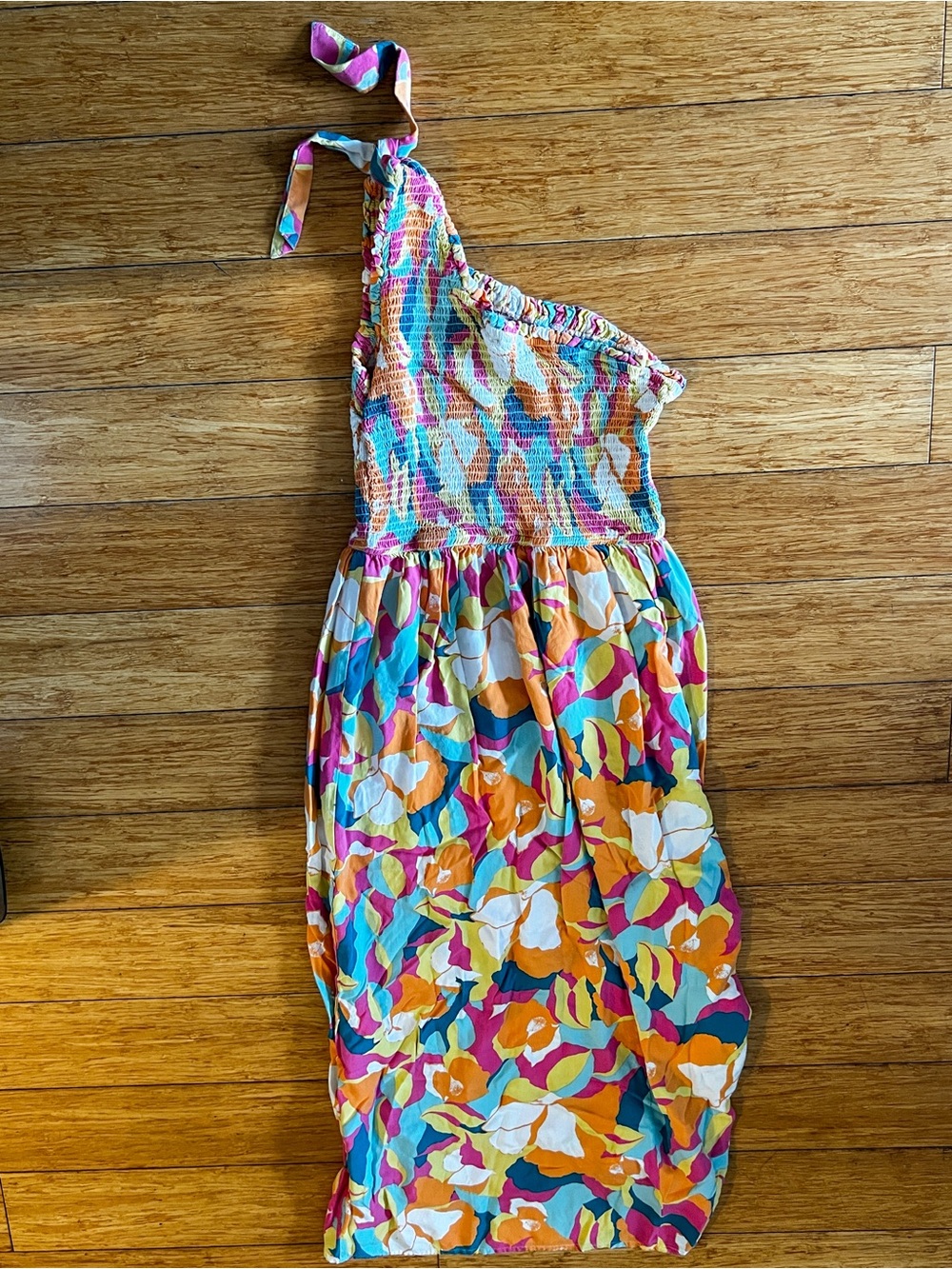 Japna One-Shoulder Colorful Floral Maxi Dress
